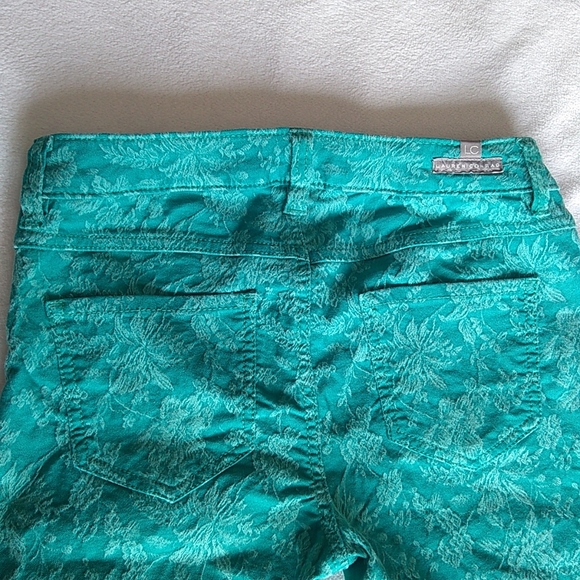 Lauren Conrad Teal Brocade Textured Flower Stretch Skinny Jeans Size 2 - Picture 10 of 10